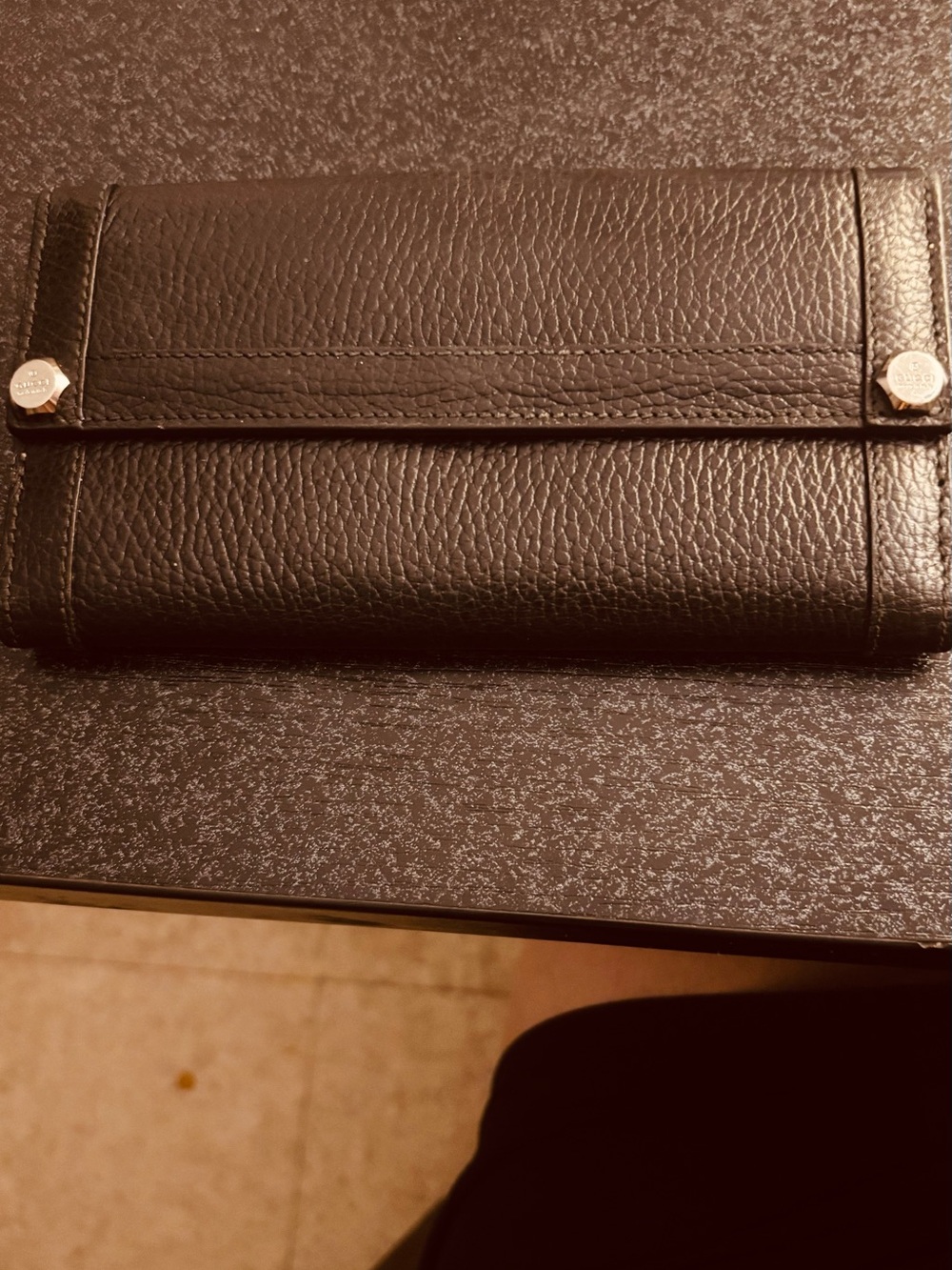 Gucci black leather continental long wallet